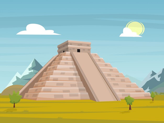 Vector ancient mexican pyramid