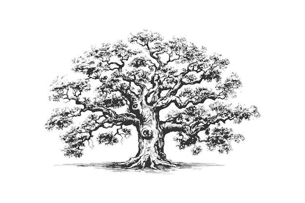 Ancient oak hand drawn Vector illustration design