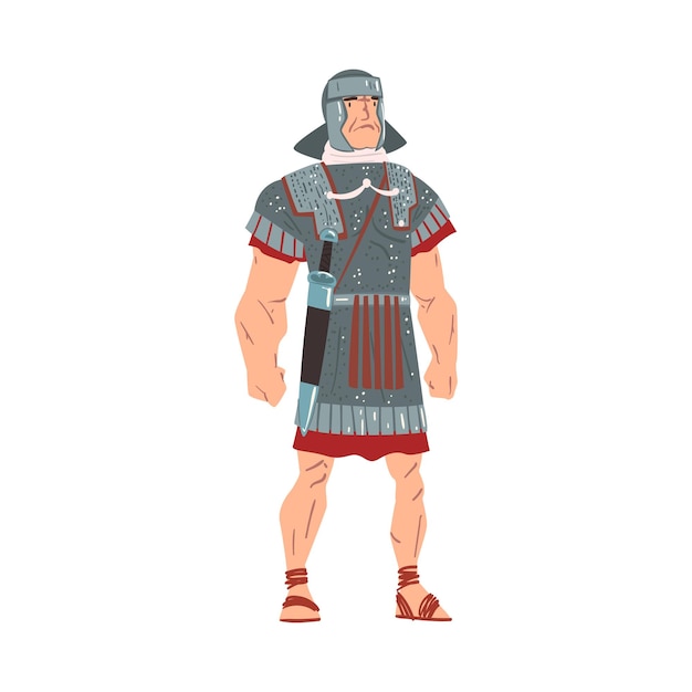 Ancient Rome Warrior Male Roman Legionnaire or Soldier Character Vector Illustration