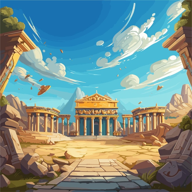 ancient ruins vector illustration game background