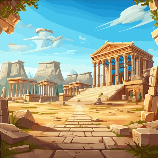 ancient ruins vector illustration game background