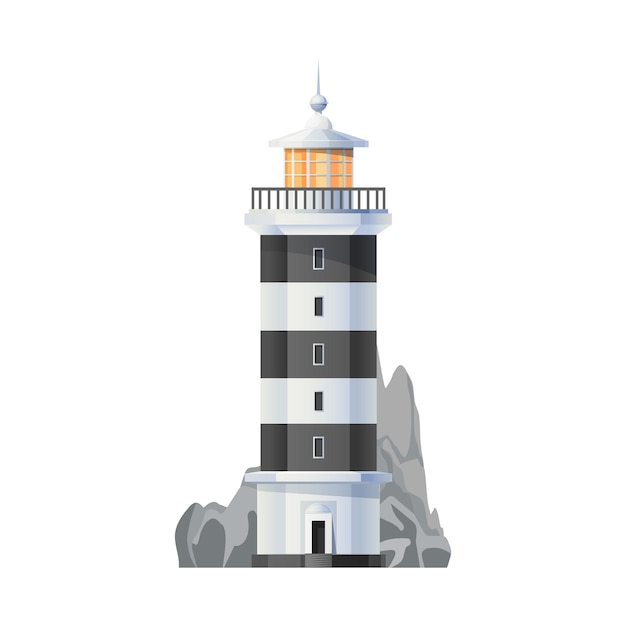 Ancient sea lighthouse building vector icon