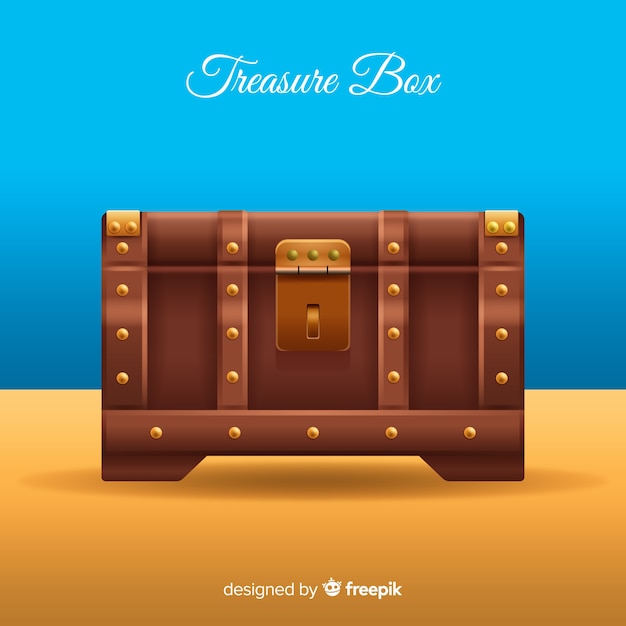 Ancient treasure box background with flat design