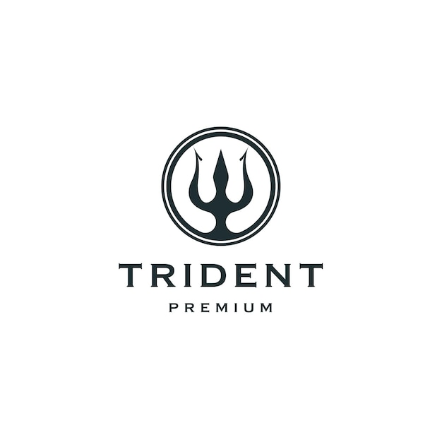 Ancient trident logo icon design template flat vector