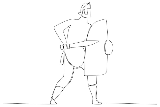 An ancient warrior prepares for war Ancient warrior oneline drawing