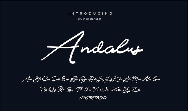 Andalus signature font script brushed alphabet