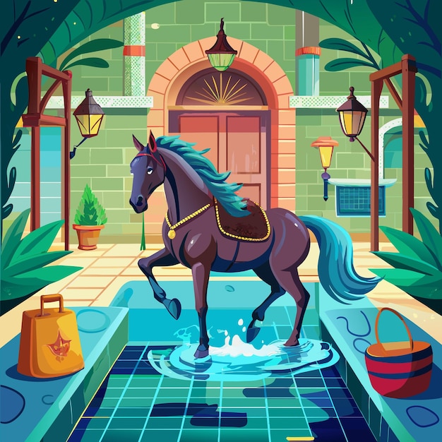 Andalusian Horse inadequate swims room bag vector