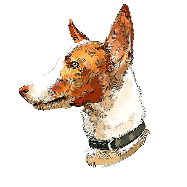 Andalusian Hound Dog Watercolor Sketch Hand Drawn Illustration