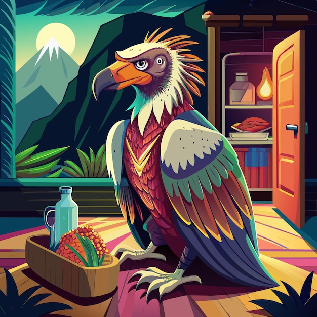 Andean Condor bird oppressed sits police Refrigerator vector