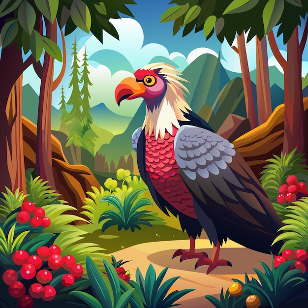 Andean Condor bird rejected goes forest Berries vector