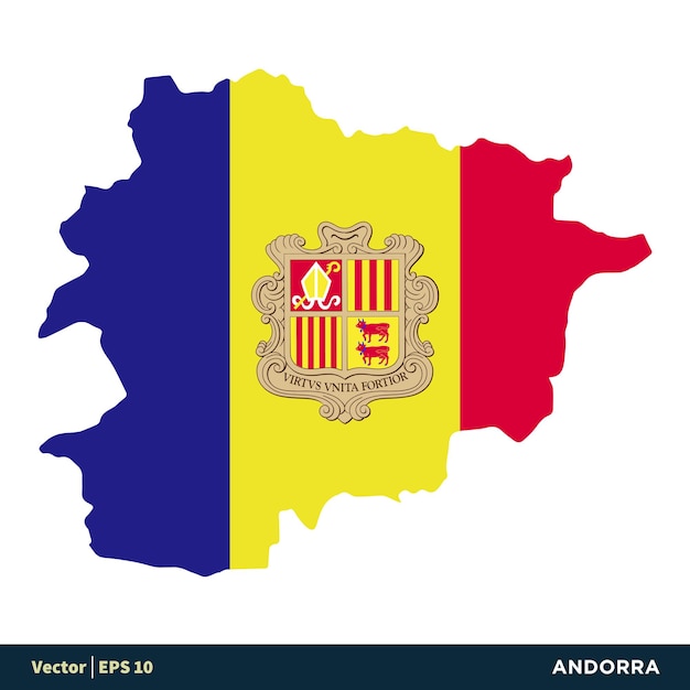 Andorra Europe Countries Map and Flag Vector Icon Template Illustration Design Vector EPS 10