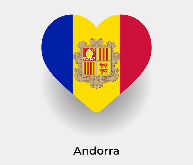 Andorra flag heart shape icon vector illustration