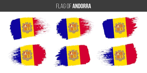 Andorra flags Brush stroke grunge vector illustration flag of andorra isolated on white