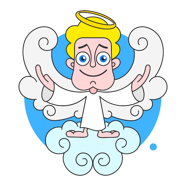 Angel On Cloud With Halo On Head Vector