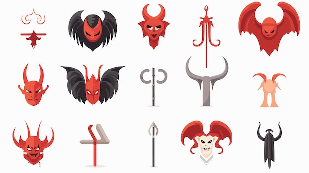 Vector angel and devil or demon costume attributes icon