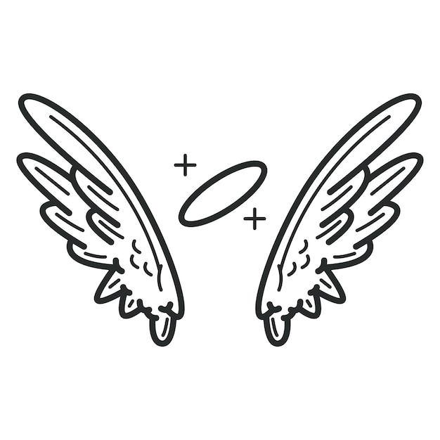 Angel wing with halo vector icon isolated on a white background