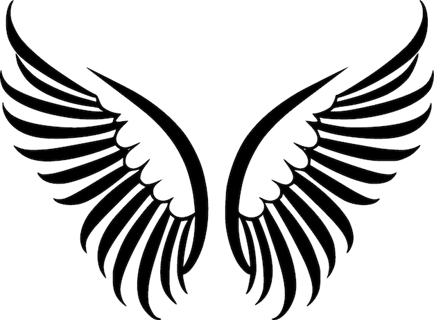 Angel Wings Black and White Isolated Icon Vector illustration