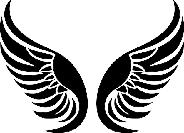 Angel Wings Black and White Vector illustration