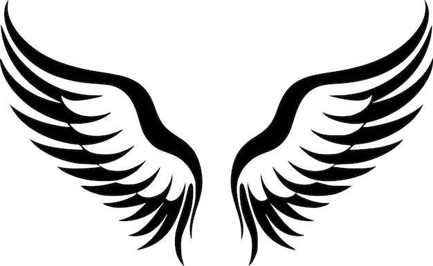 Angel Wings Black and White Vector illustration