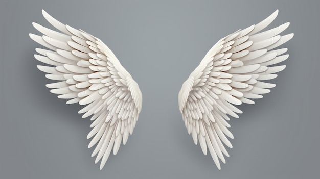 Vector angel wings with white wings on a gray background