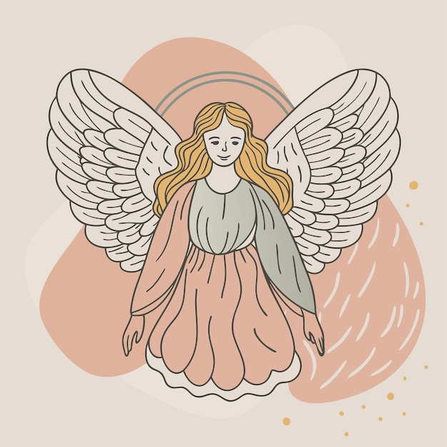 Vector an angel with a halo and a pink background