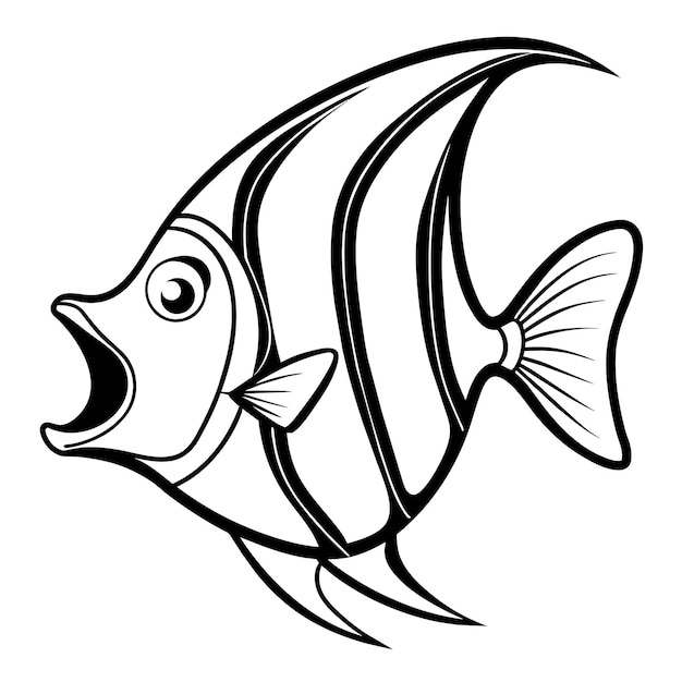 Angelfish fish screams icon vector illustration