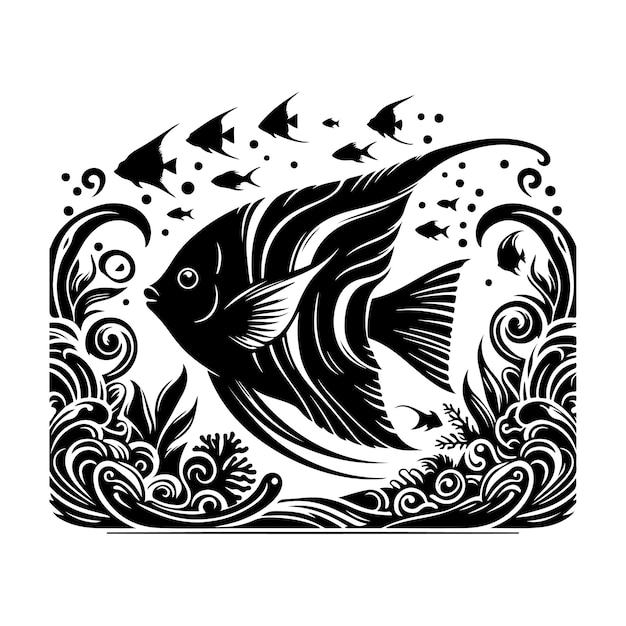 Angelfish Silhouette vector illustration