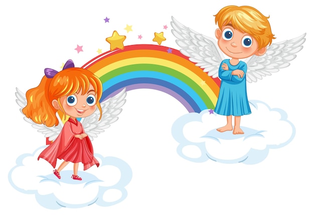 Angelic Children with Rainbow