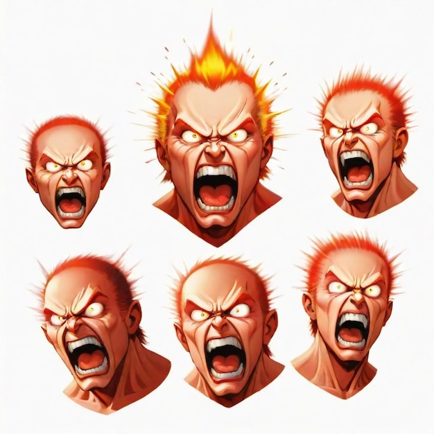 Anger cartoon vector set White background isolated