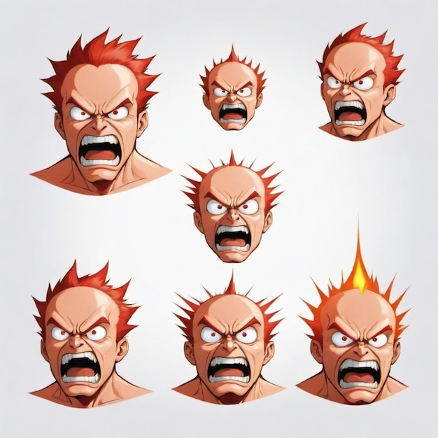 Anger Flat Vector set White background illustration