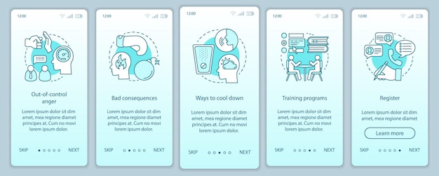 Anger management onboarding mobile app page screen vector template