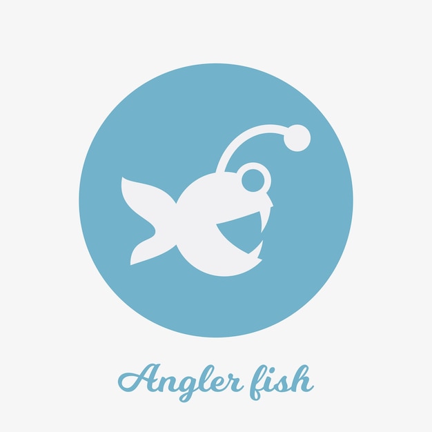 Angler fish flat icon design, logo symbol element