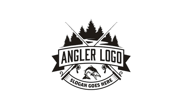 Angler / Fishing Emblem Logo design