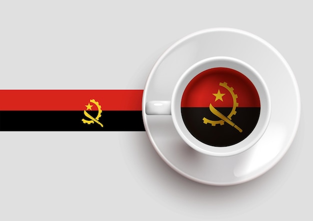 Angola flag with coffee on top view vector illustration