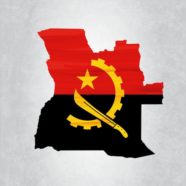 Angola map with flag