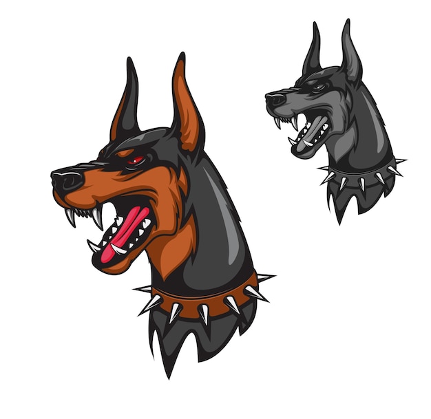 Angry and aggressive doberman dog mascot