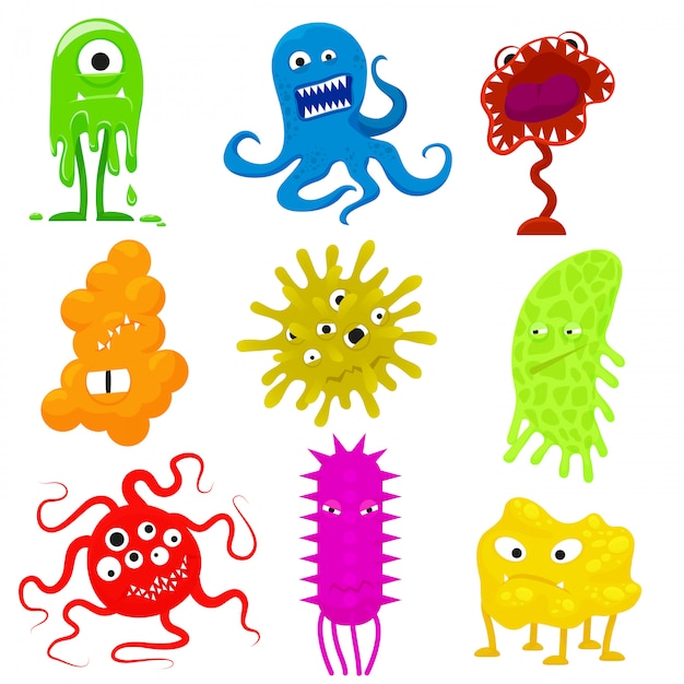 Angry aggressive evil bacteria germs