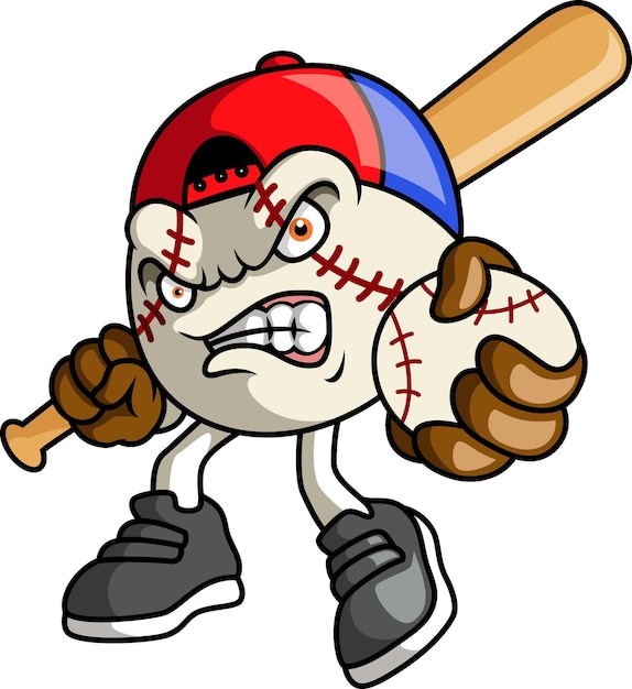 Angry baseball mascot cartoon character