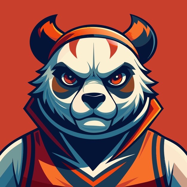 angry basketball maskot panda vector illustration flat 2