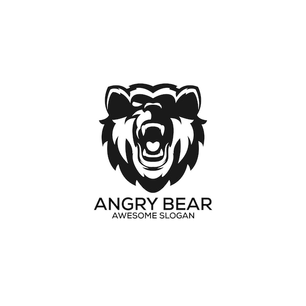 angry bear logo design line art