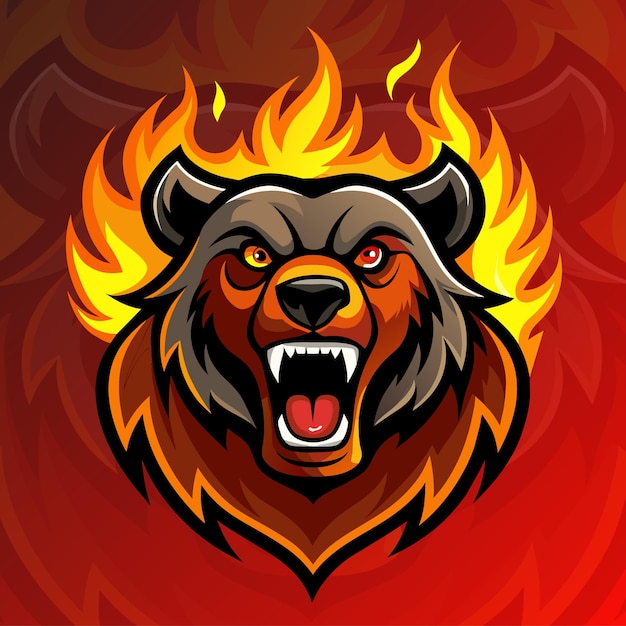 Vector angry bear macot logo