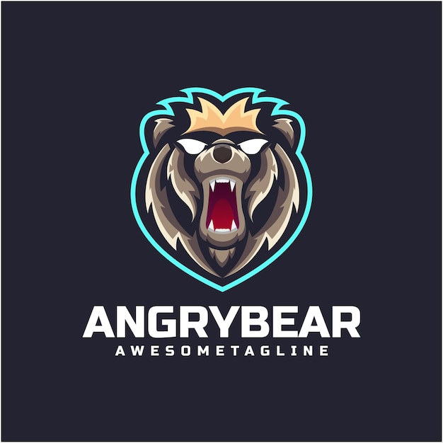 Angry bear mascot logo design