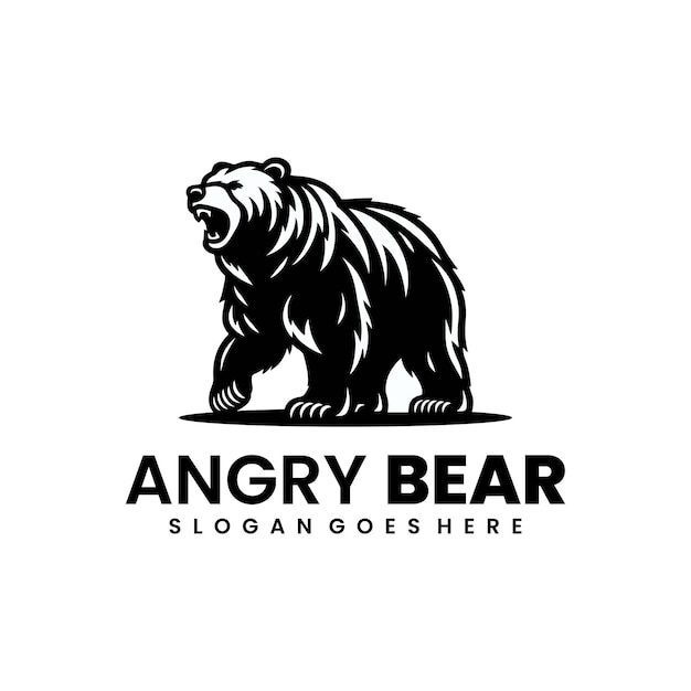 angry bear silhouette logo