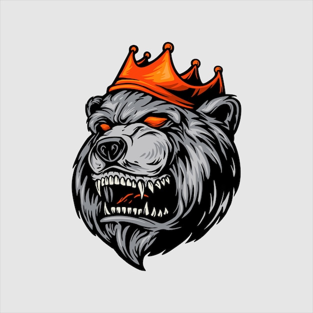 Angry bear with red crown mascot