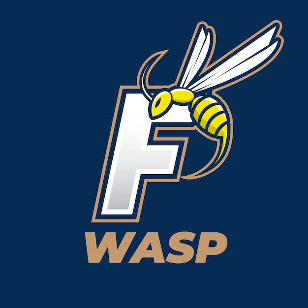 Angry bee esport mascot logo design wasp flying icon with letter buzz illustration icon