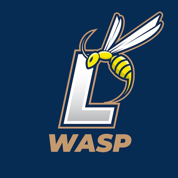 Angry bee esport mascot logo design wasp flying icon with letter buzz illustration icon