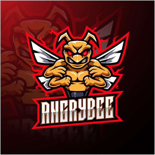 Angry bee mascot logo 