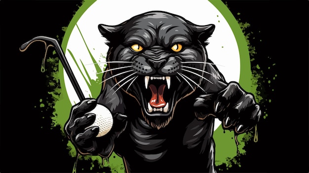 Vector angry black panther sports mascot holding