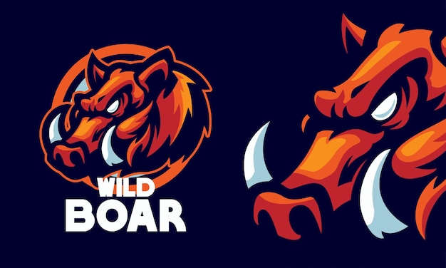 Angry boar head mascot sports logo illustration