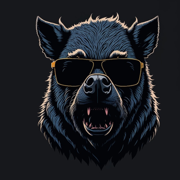 Angry boar with sunglasses vector